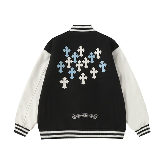 Chrome Hearts ブラック ホワイト ストリートスタイル ベースボールコート 0002 