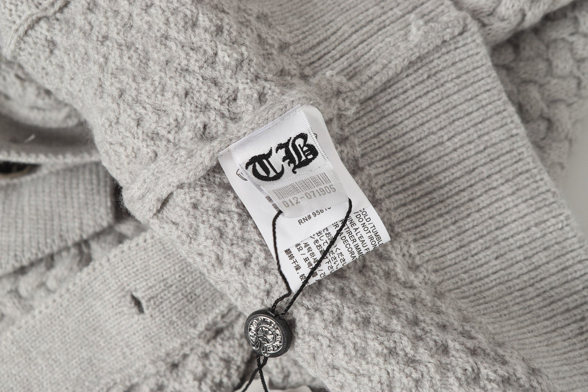 크롬하츠 고딕 크로스 니트 가디건 - 블랙 그레이 스트릿웨어 재킷 904 